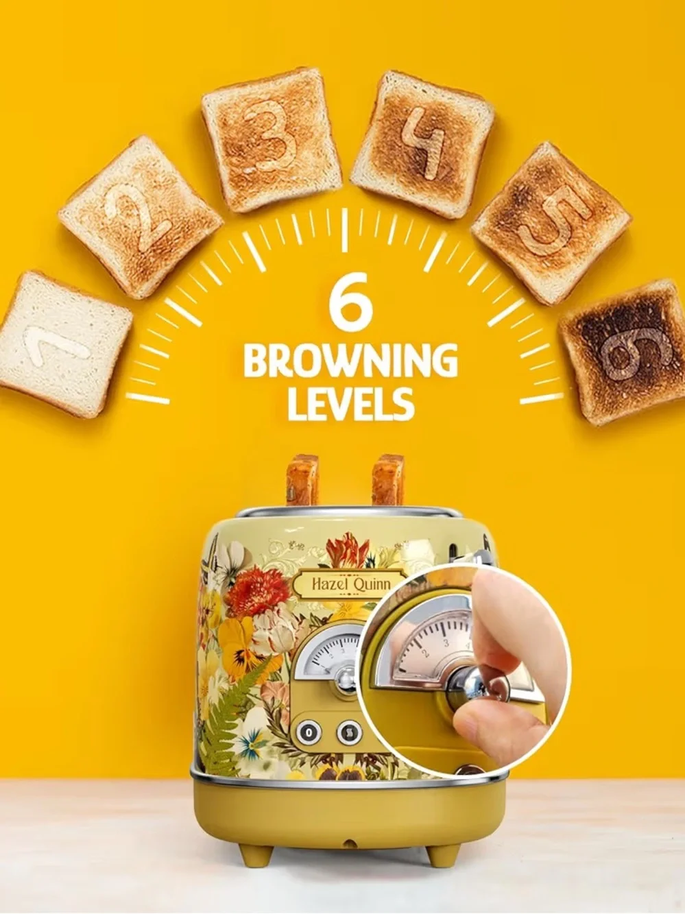 Hazel Quinn X Eduardo Recife 2-Slice Retro Toaster 6 Browning Levels Floral
